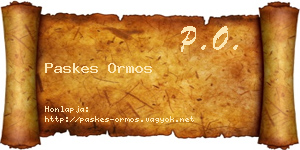 Paskes Ormos névjegykártya